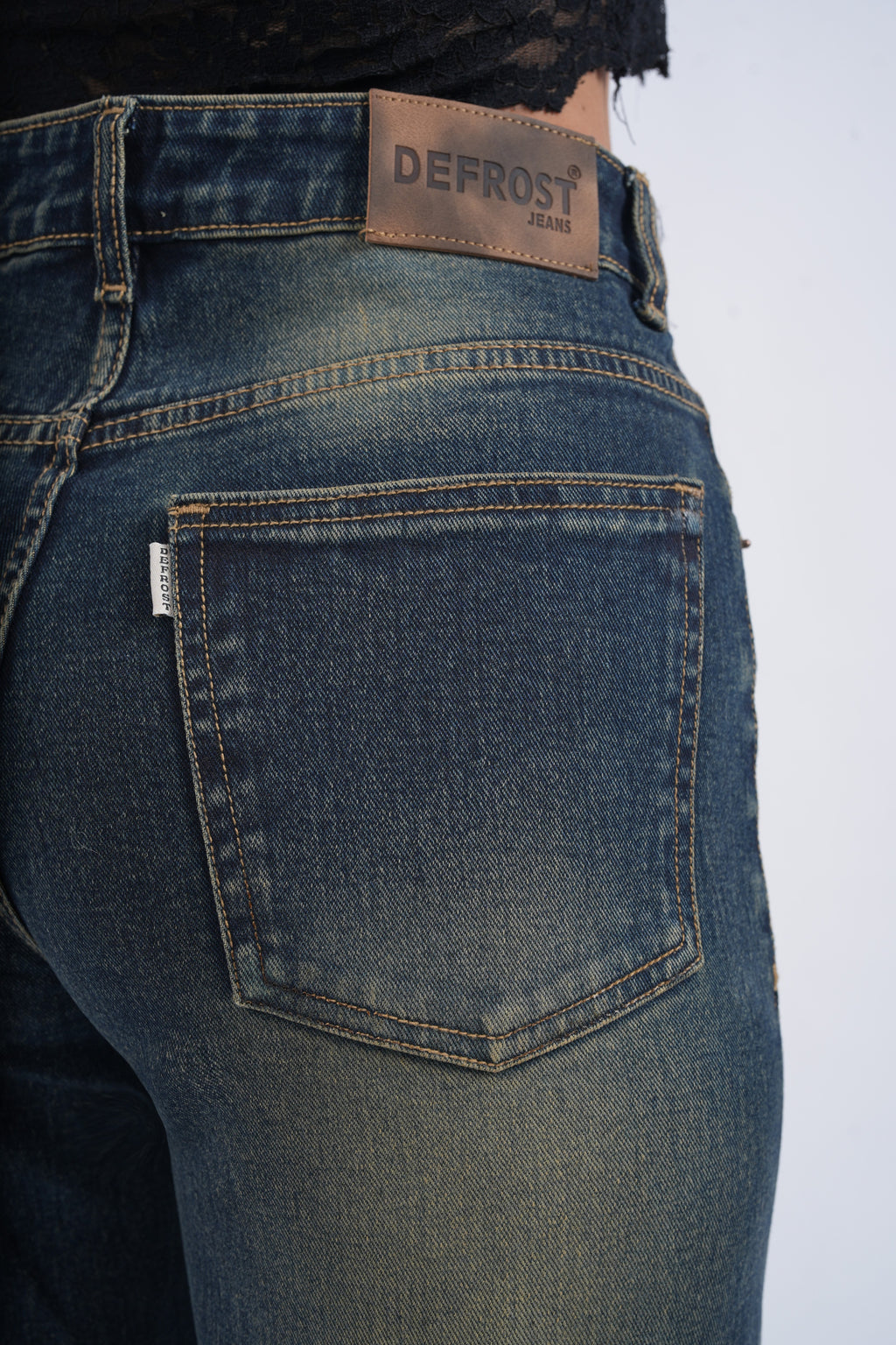 Women Blue Brown Washed High Waist Wide Leg Jeans