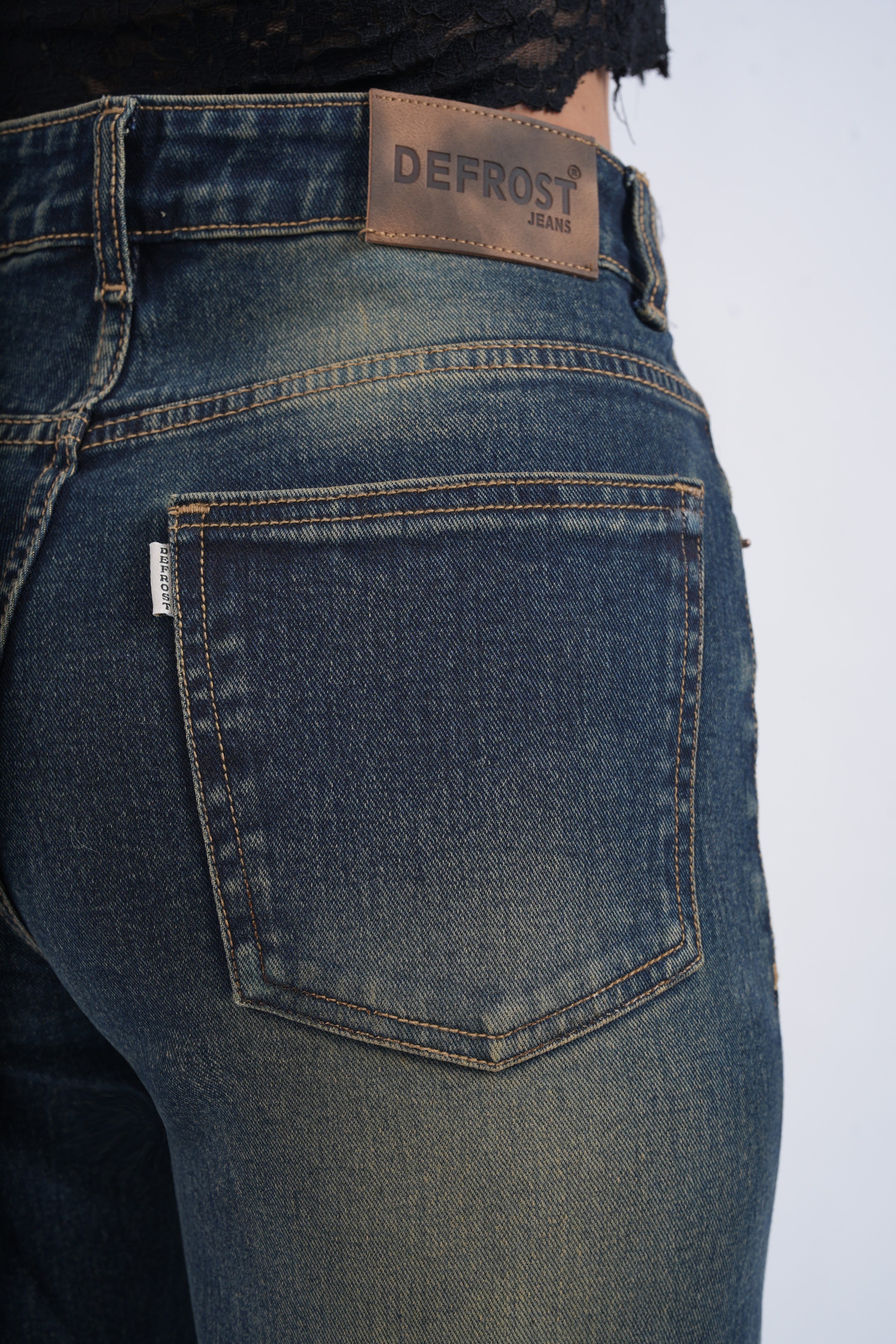 Women Blue Brown Washed High Waist Wide Leg Jeans