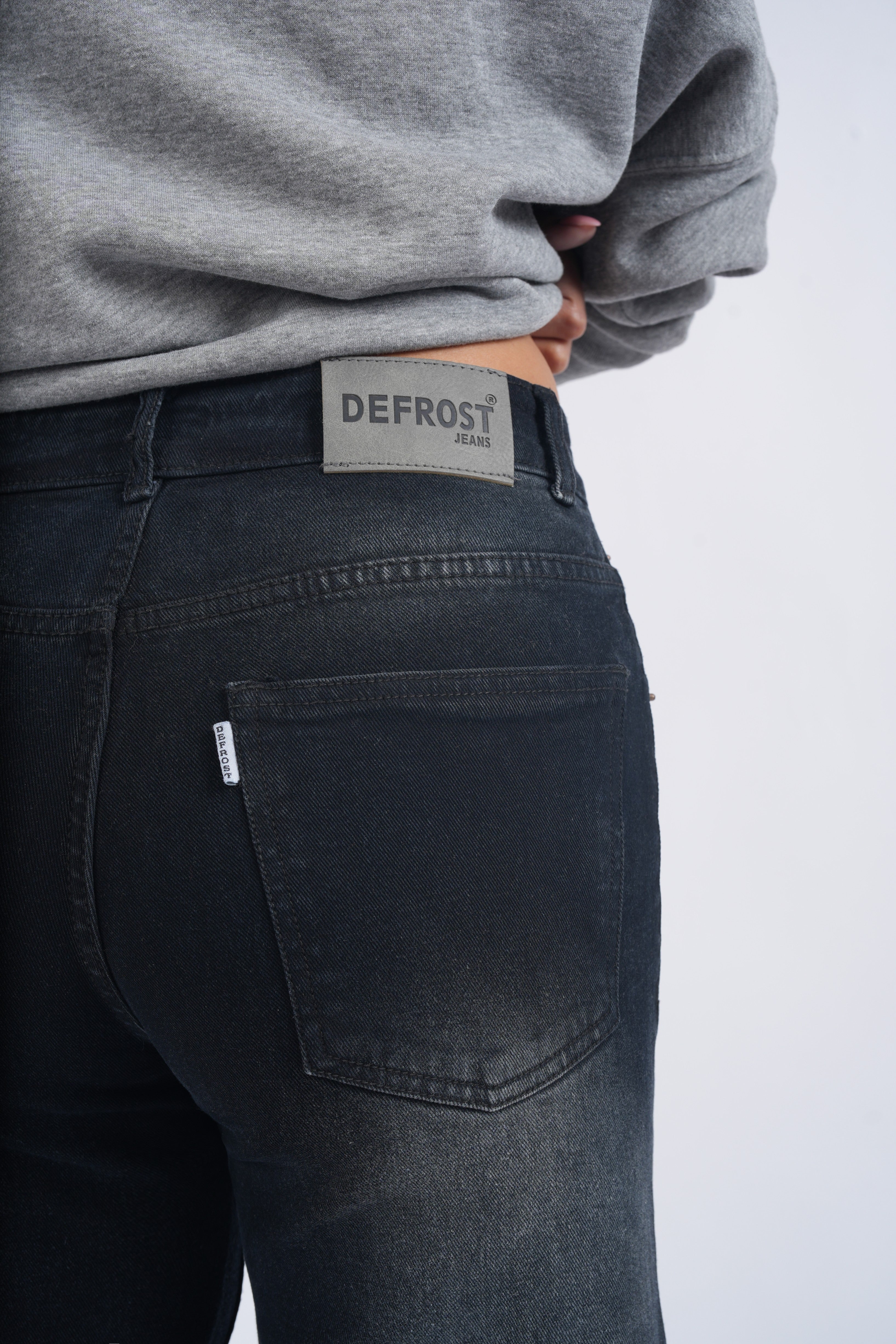 Women Black Washed Wide Leg High Waist Jeans
