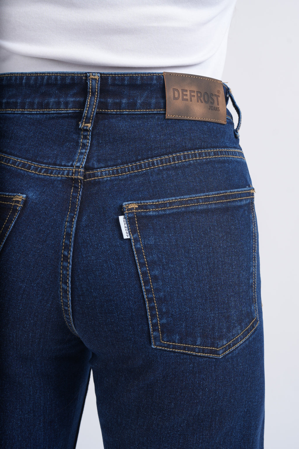 Women Dark Blue Wide Leg High Waist Jeans