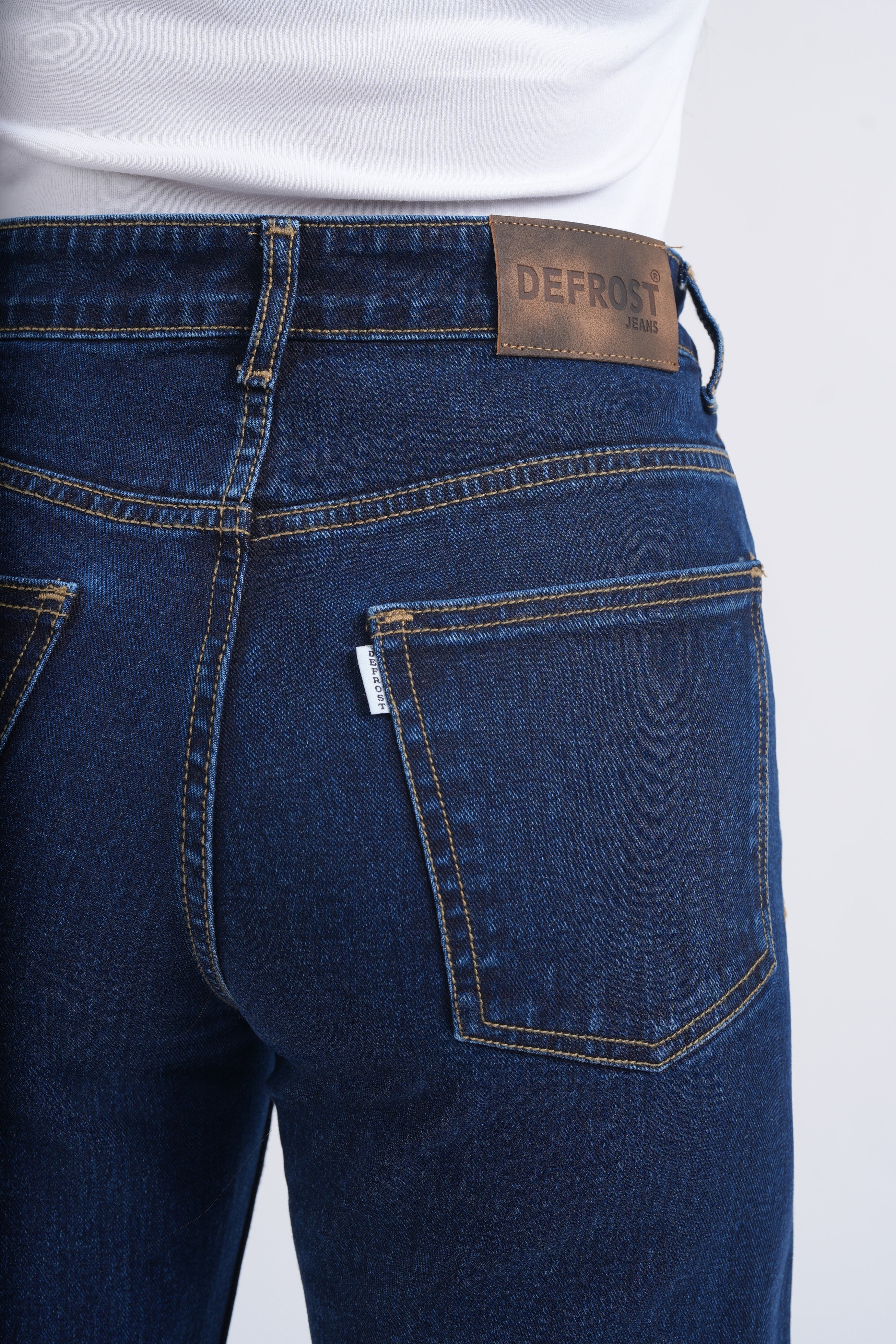 Women Dark Blue Wide Leg High Waist Jeans
