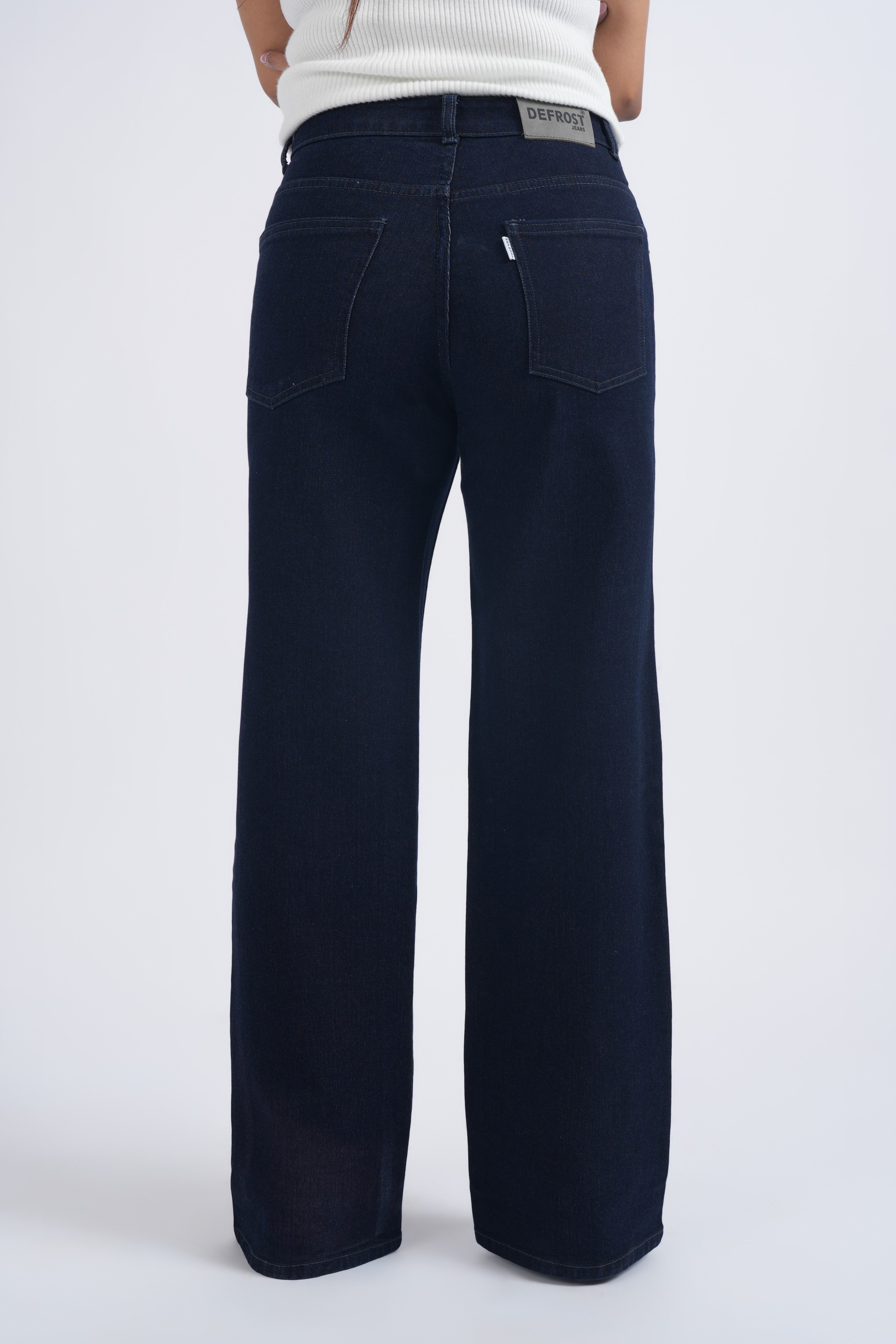 Women Ink Blue Wide Leg High Waist Jeans