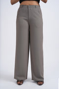 Women Korean Grey High Waist Baggy Pant
