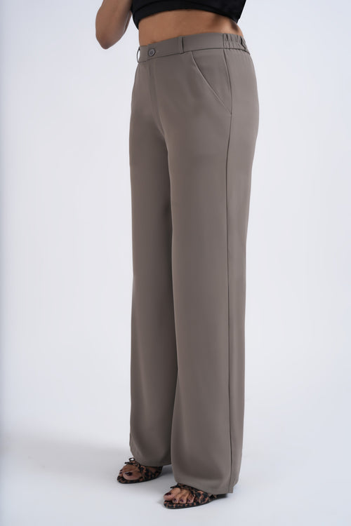 Women Korean Grey High Waist Baggy Pant