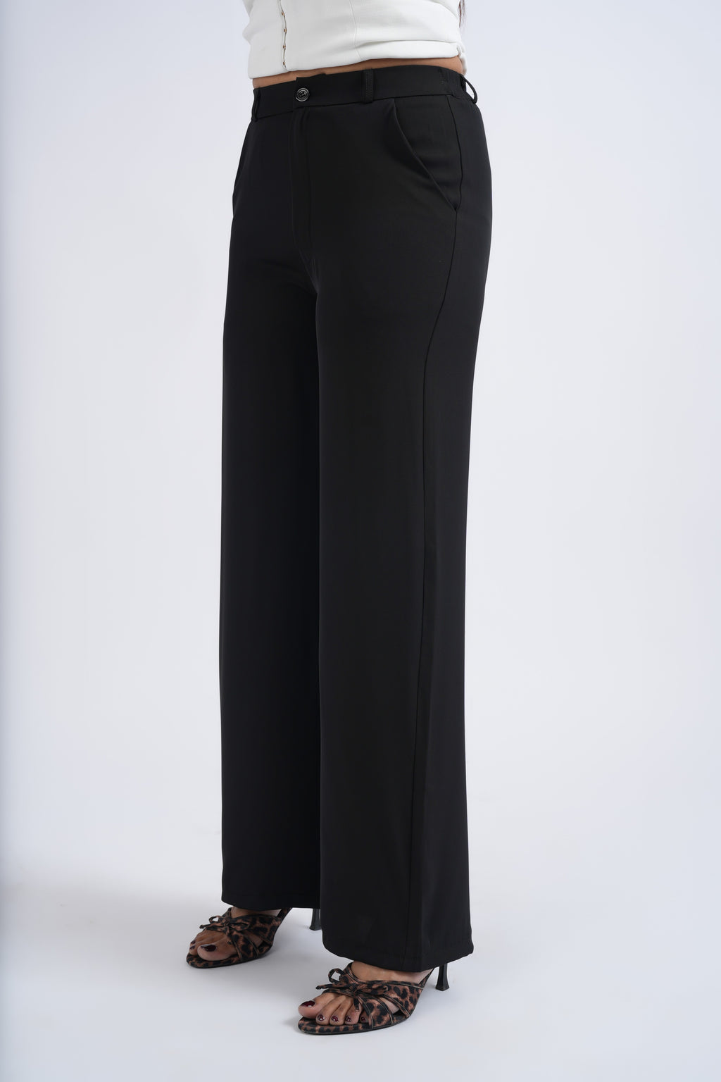 Women Korean Black High Waist Baggy Pant