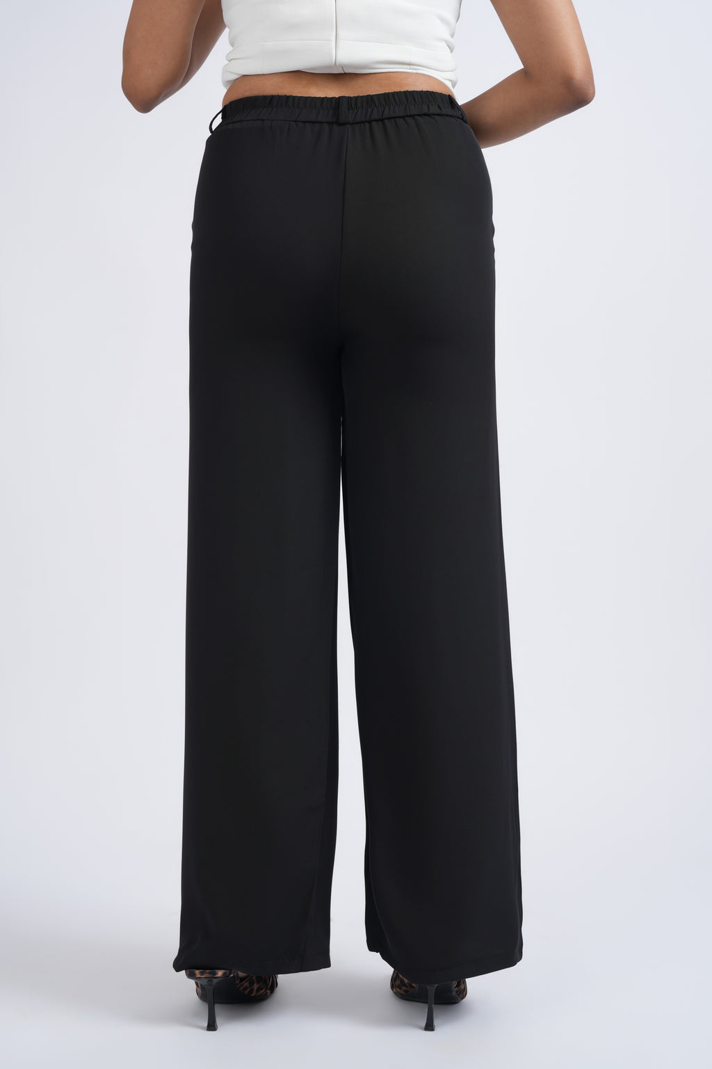Women Korean Black High Waist Baggy Pant
