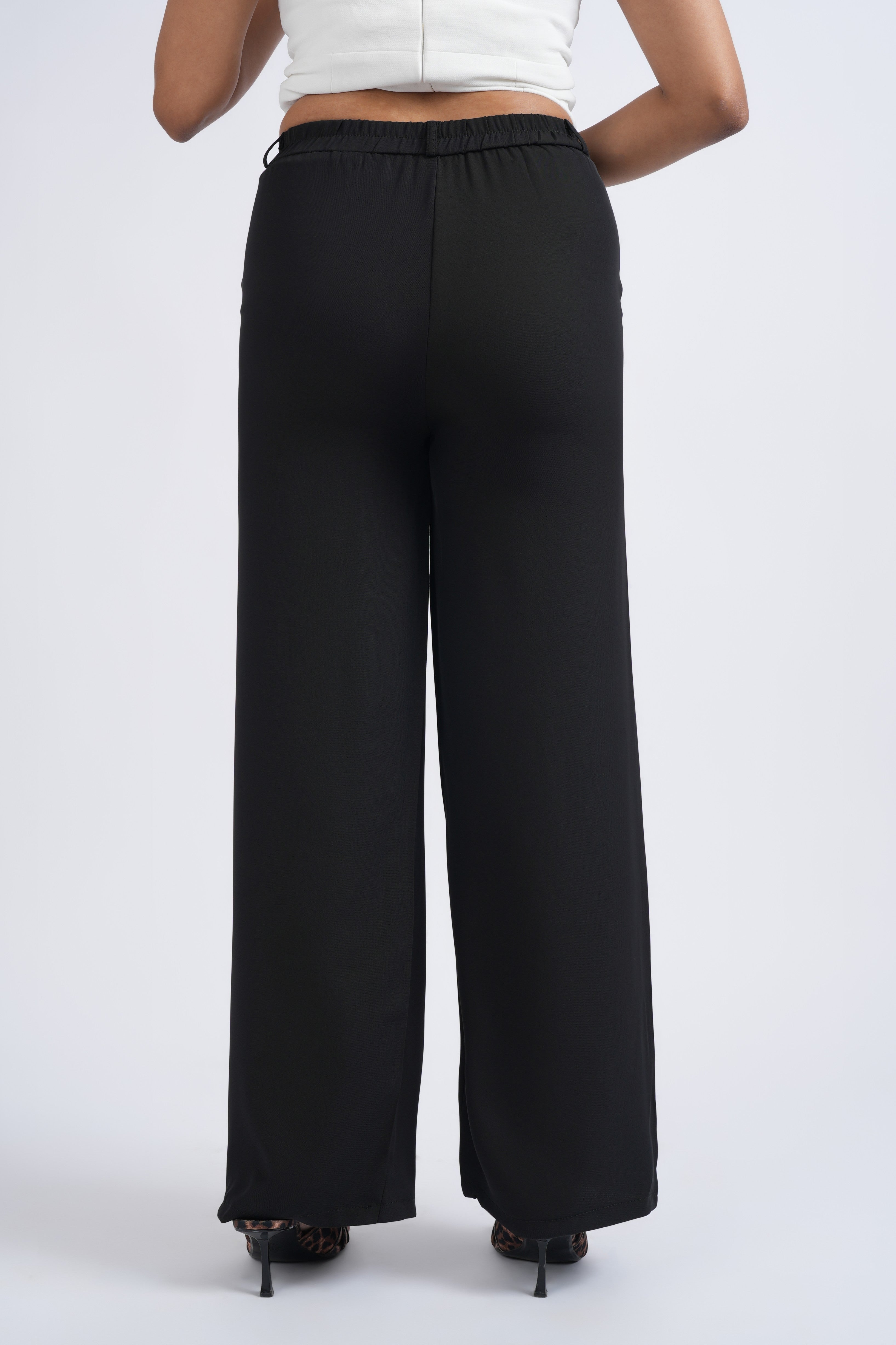 Women Korean Black High Waist Baggy Pant
