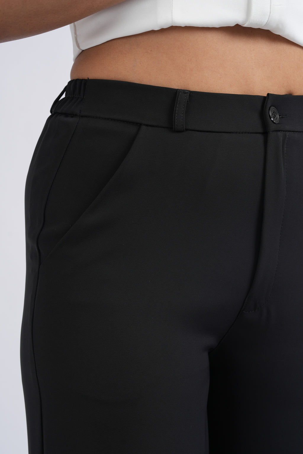 Women Korean Black High Waist Baggy Pant