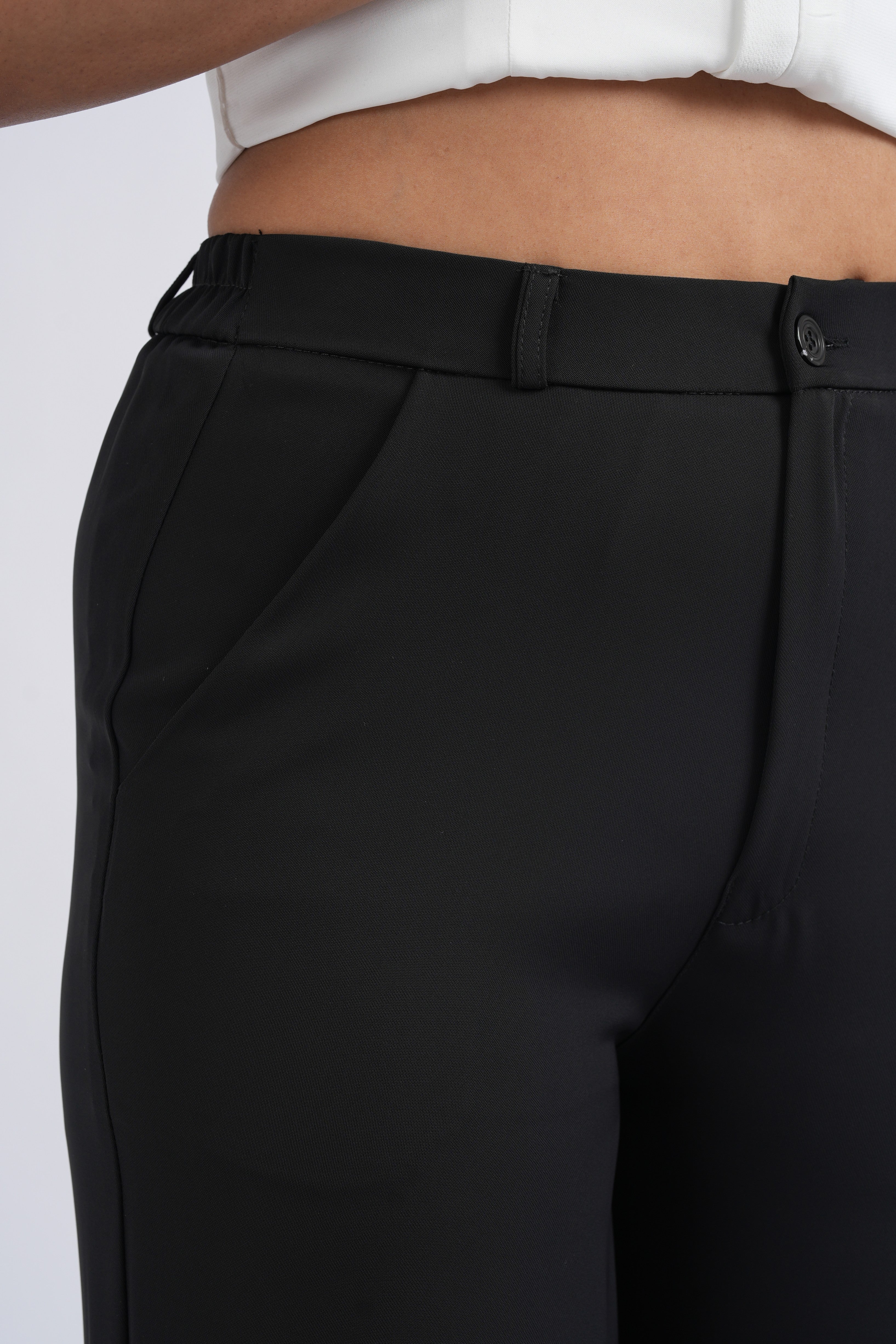 Women Korean Black High Waist Baggy Pant