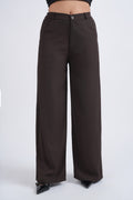Women Korean Brown High Waist Baggy Pant