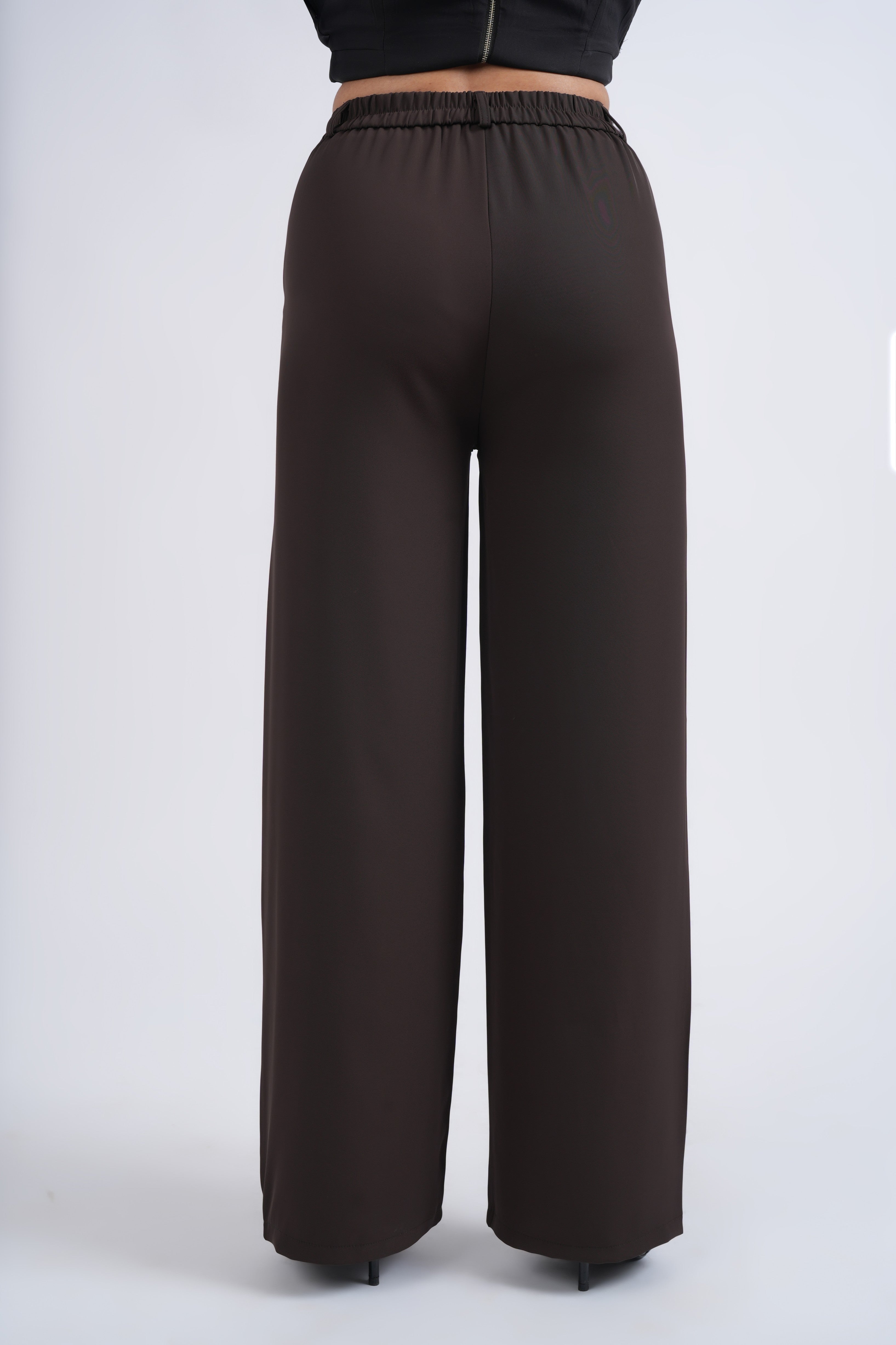 Women Korean Brown High Waist Baggy Pant