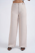 Women Korean High Waist Beige Baggy Pant