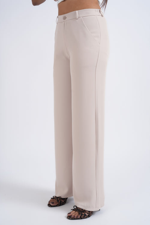 Women Korean High Waist Beige Baggy Pant