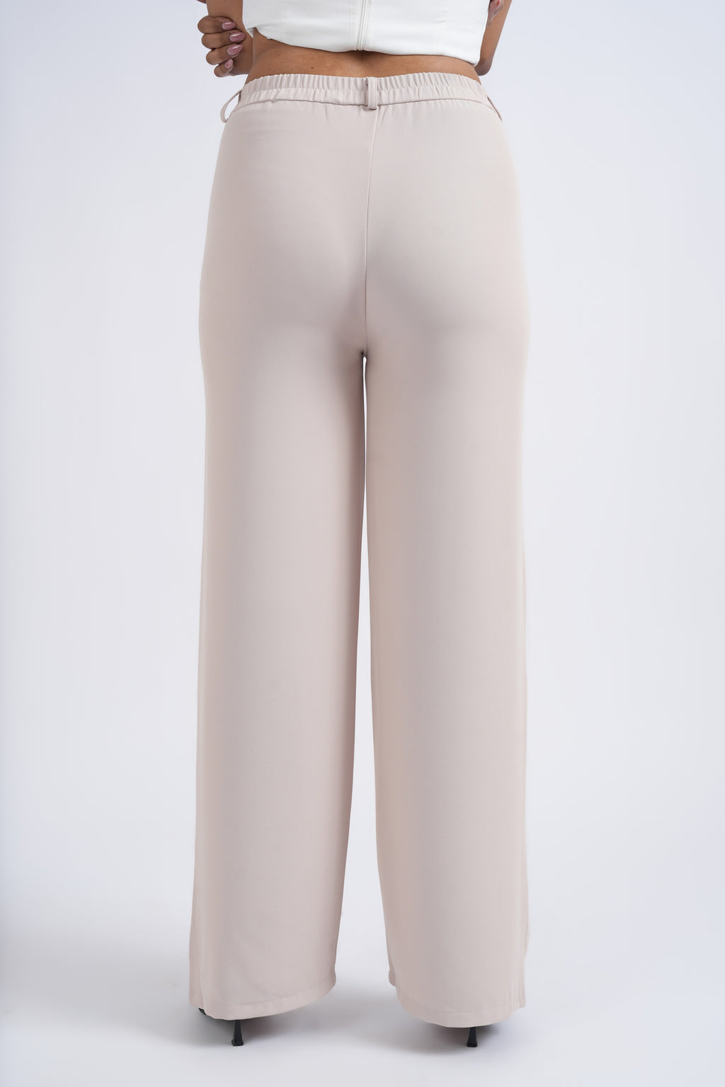 Women Korean High Waist Beige Baggy Pant