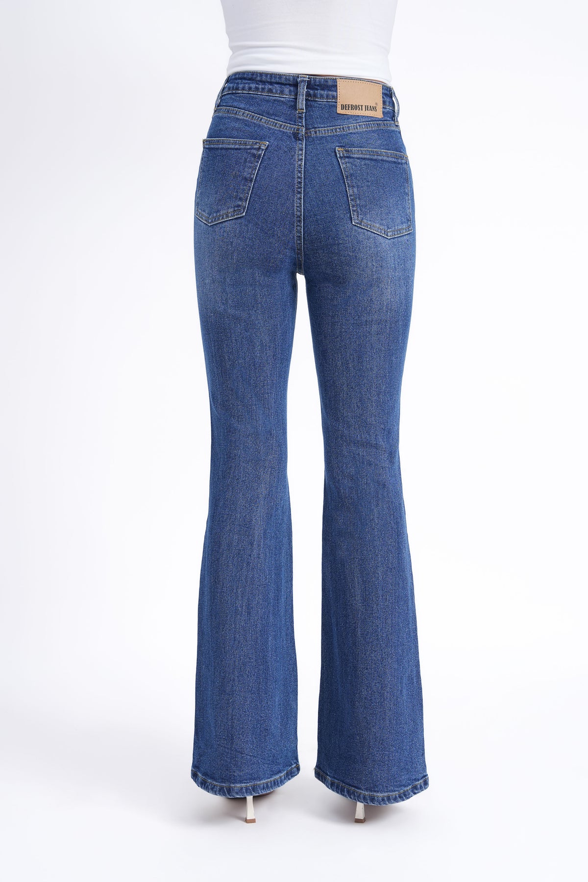 Women Stretchable High Rise Blue Flare Bootcut Jeans