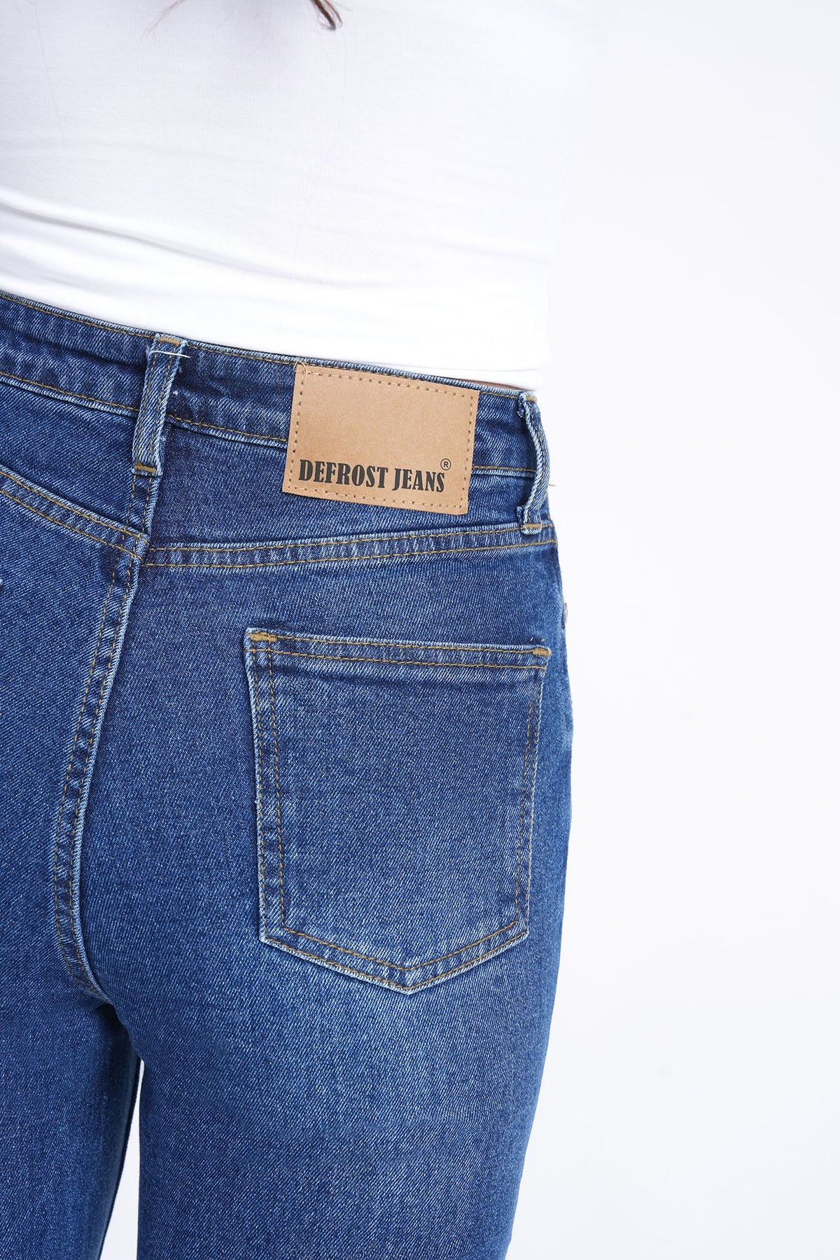 Women Stretchable High Rise Blue Flare Bootcut Jeans
