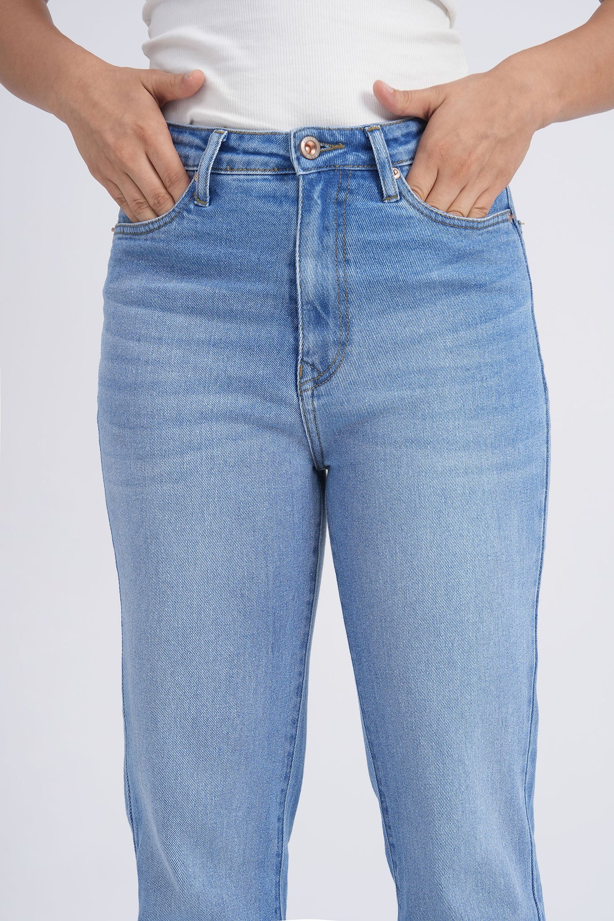 Women Stretchable High Rise Light Blue Flare Bootcut Jeans