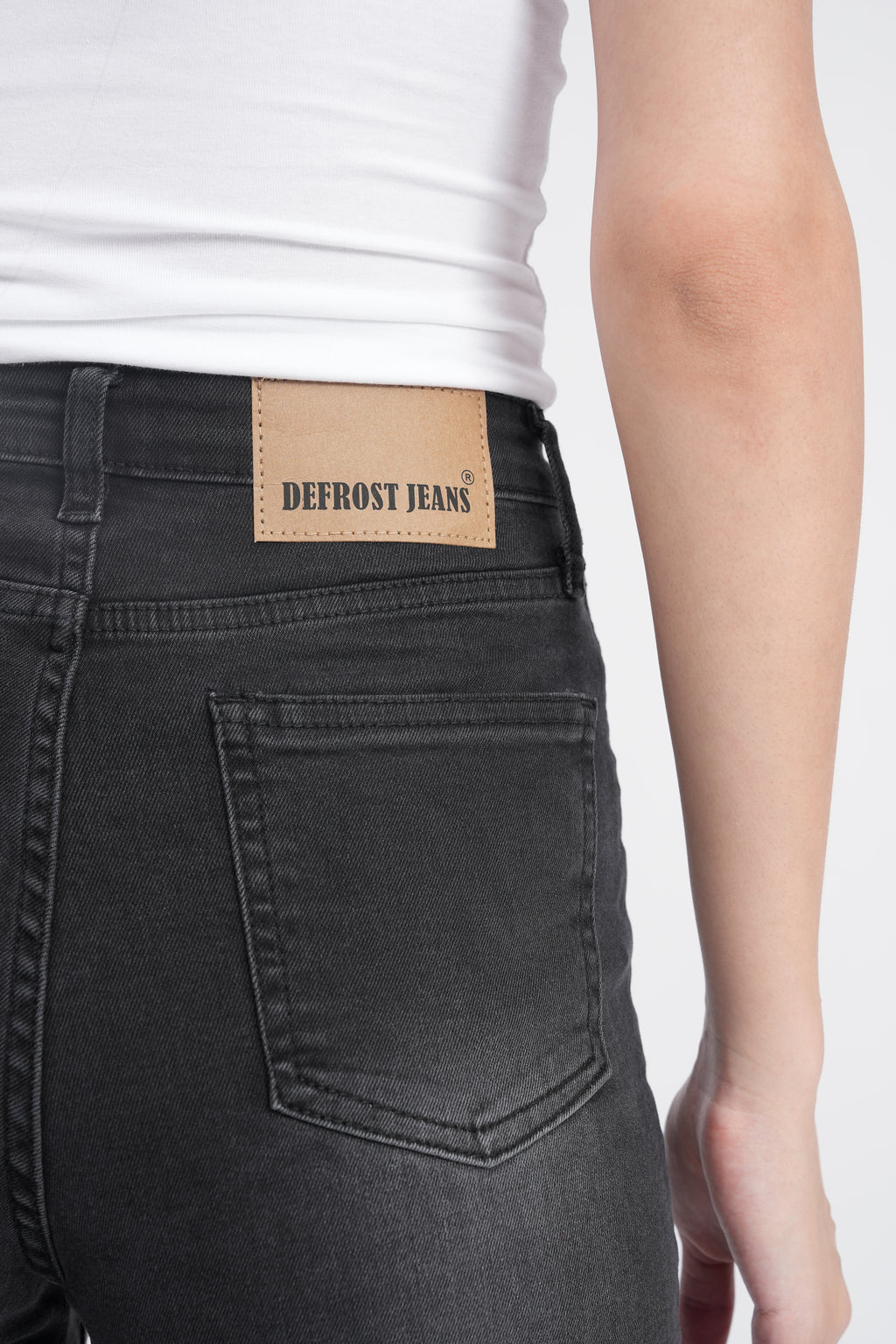 Women Stretchable High Rise Wide Leg Light Black Fade Jeans