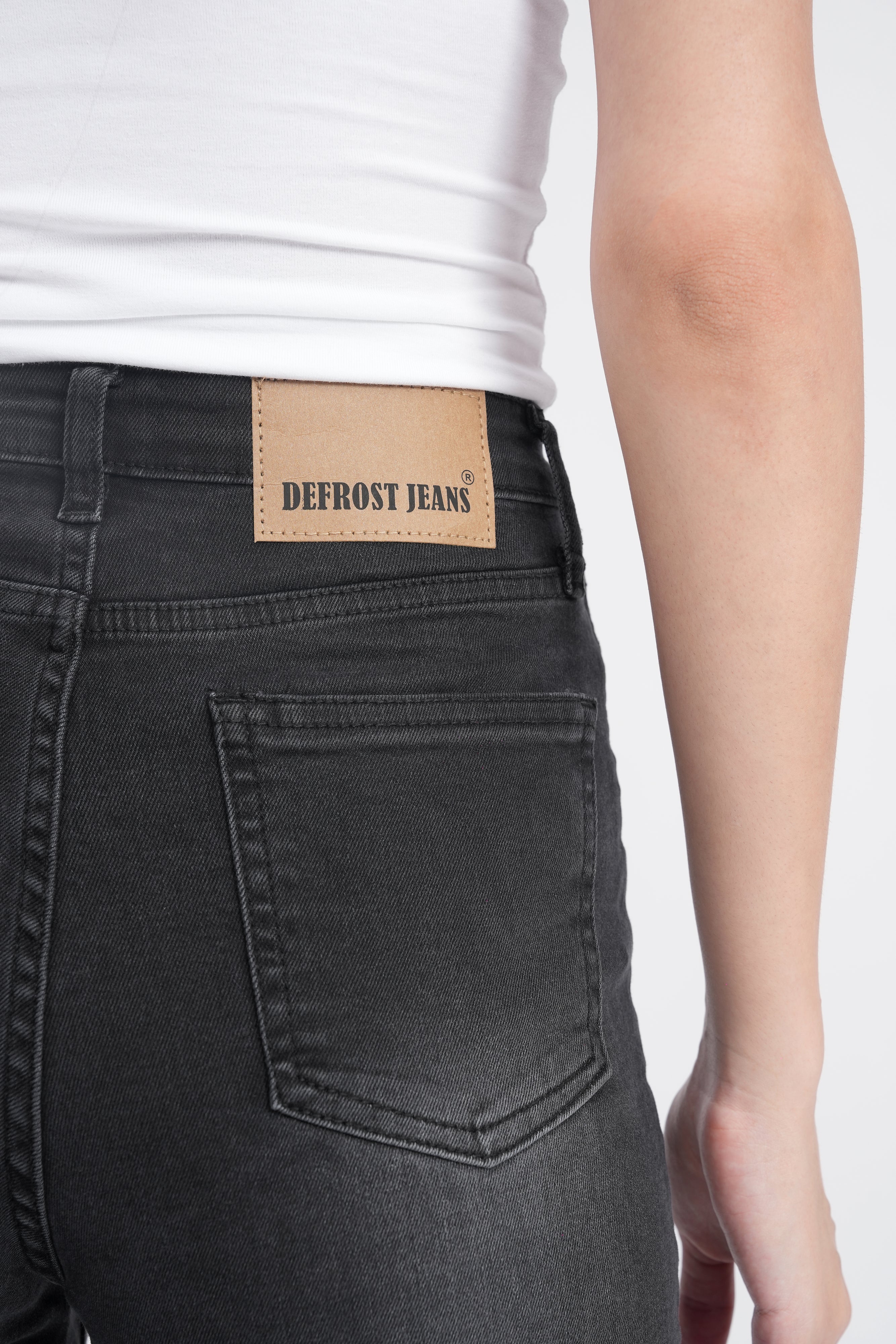 Women Stretchable High Rise Wide Leg Light Black Fade Jeans