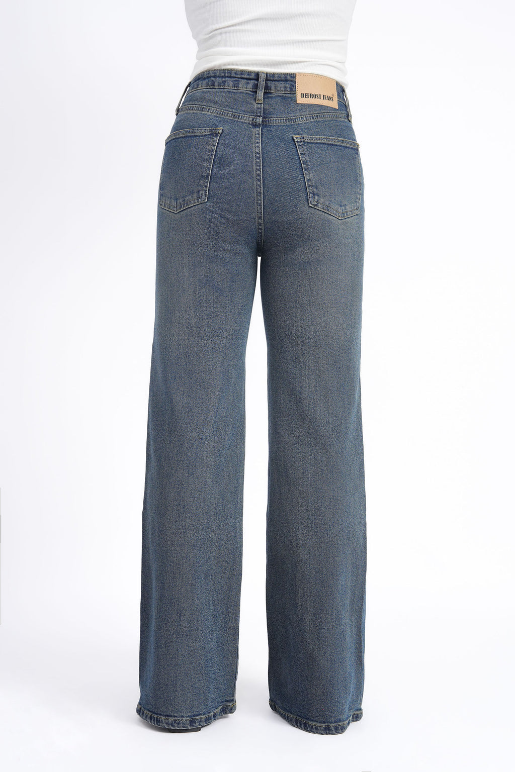 Women Stretchable High Rise Wide Leg Vintage Fade Jeans