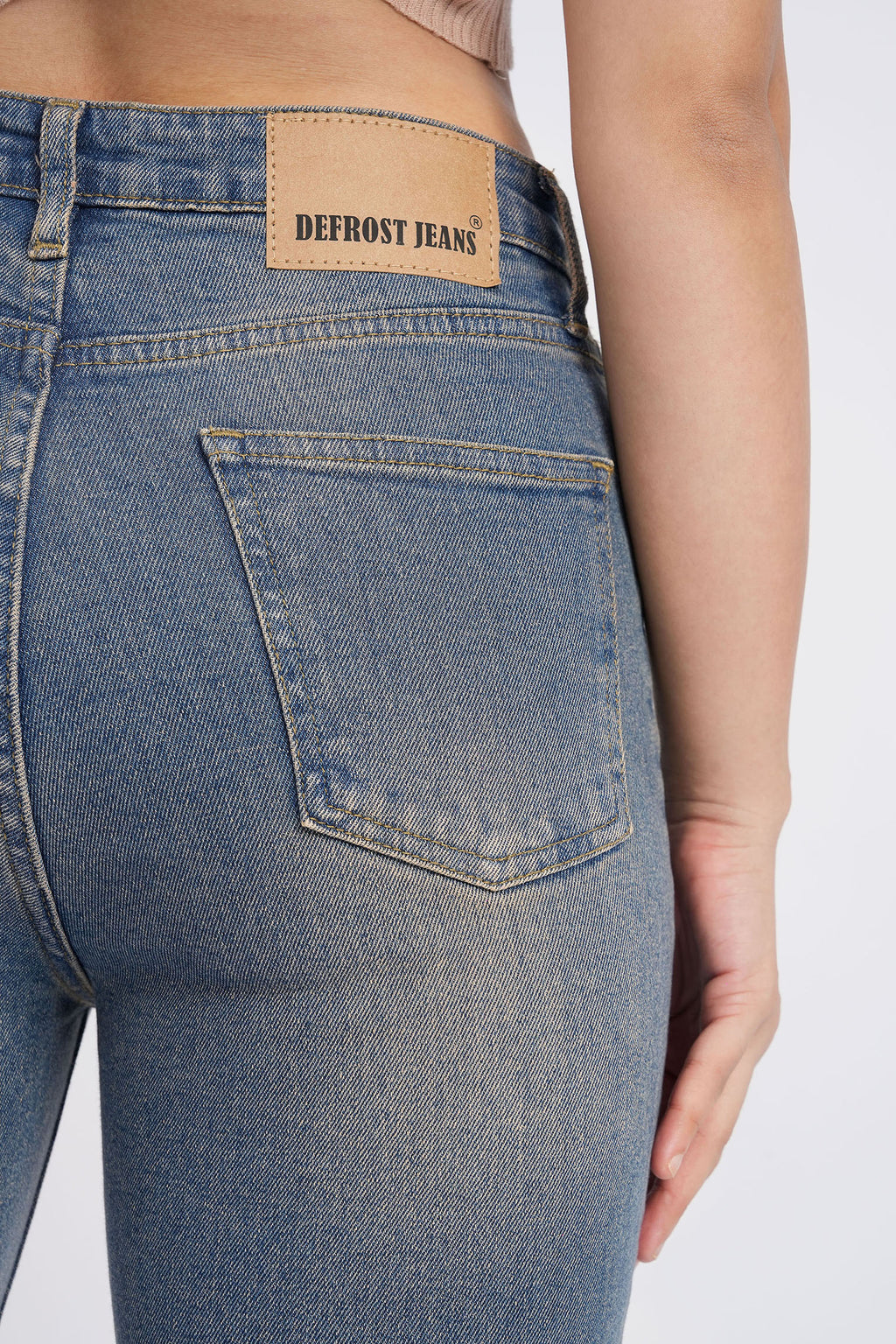 Women Stretchable High Rise Vintage Wash Flare Bootcut Jeans