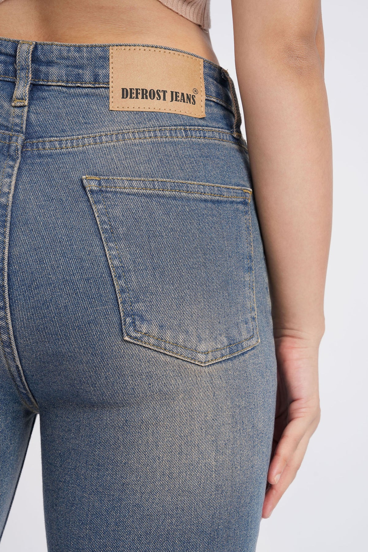 Women Stretchable High Rise Vintage Wash Flare Bootcut Jeans