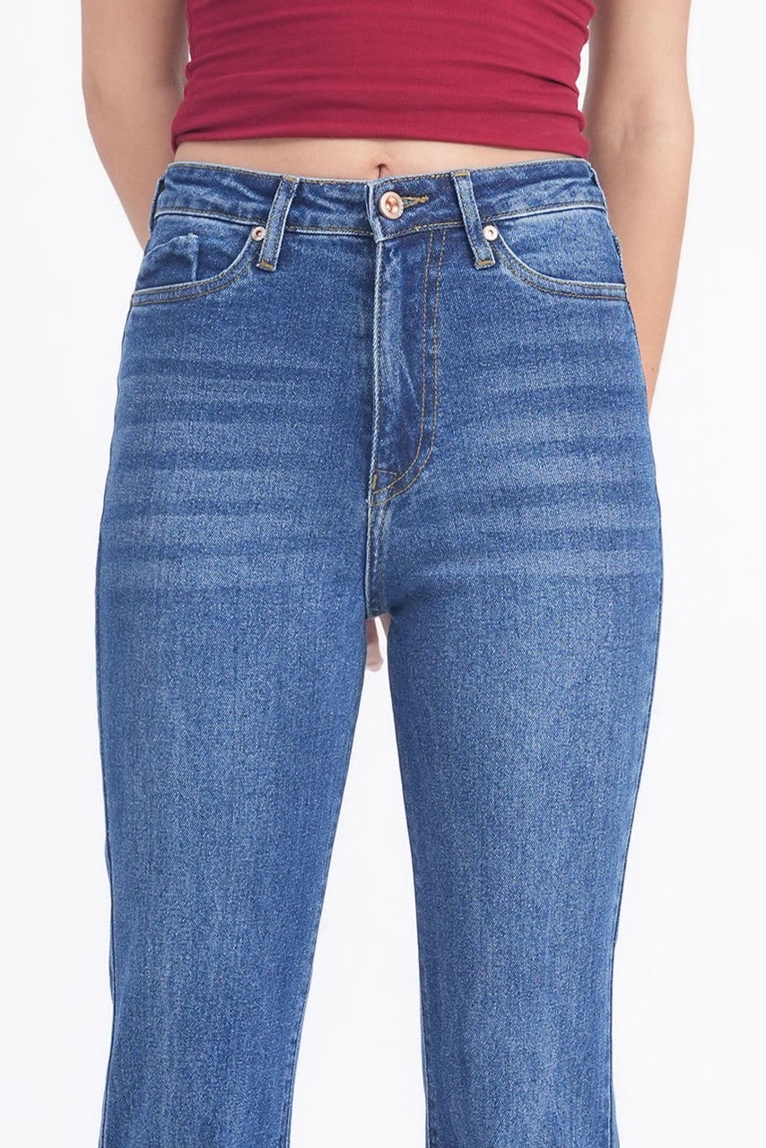 Women Stretchable High Rise Blue Flare Bootcut Jeans