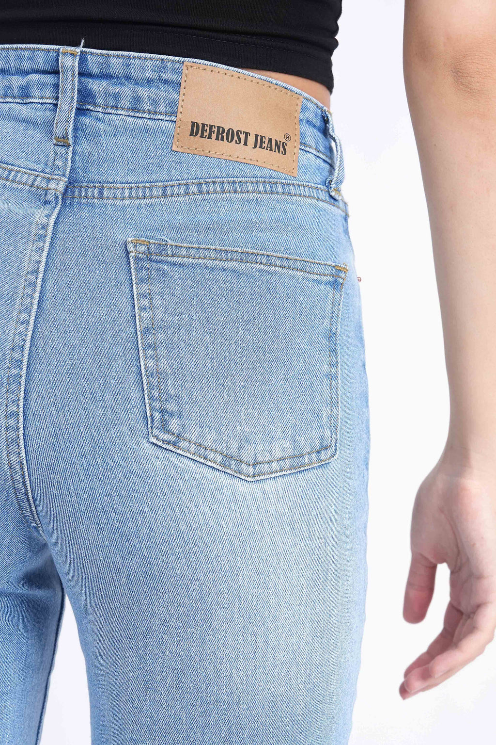 Women Stretchable High Rise Wide Leg Blue Fade Jeans