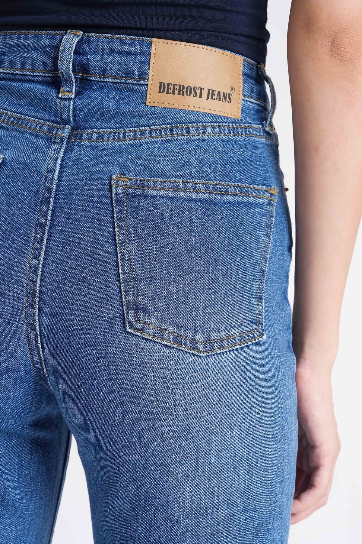 Women Stretchable High Rise Wide Leg Blue Fade Jeans