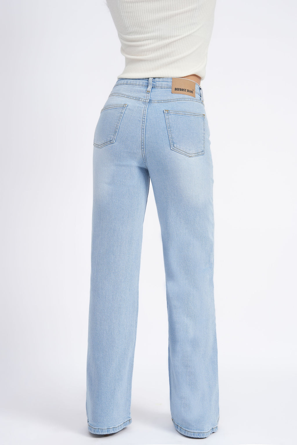 Women Stretchable High Rise Wide Leg Light Blue Fade Jeans