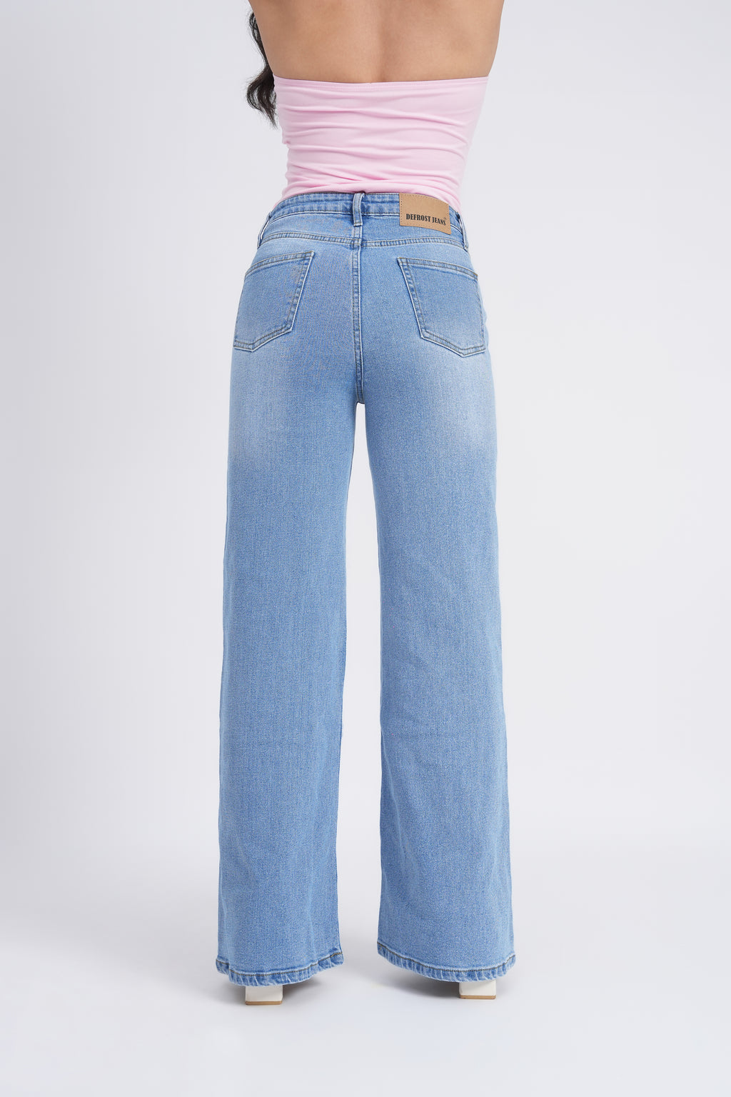 Women Stretchable High Rise Wide Leg Blue Fade Jeans