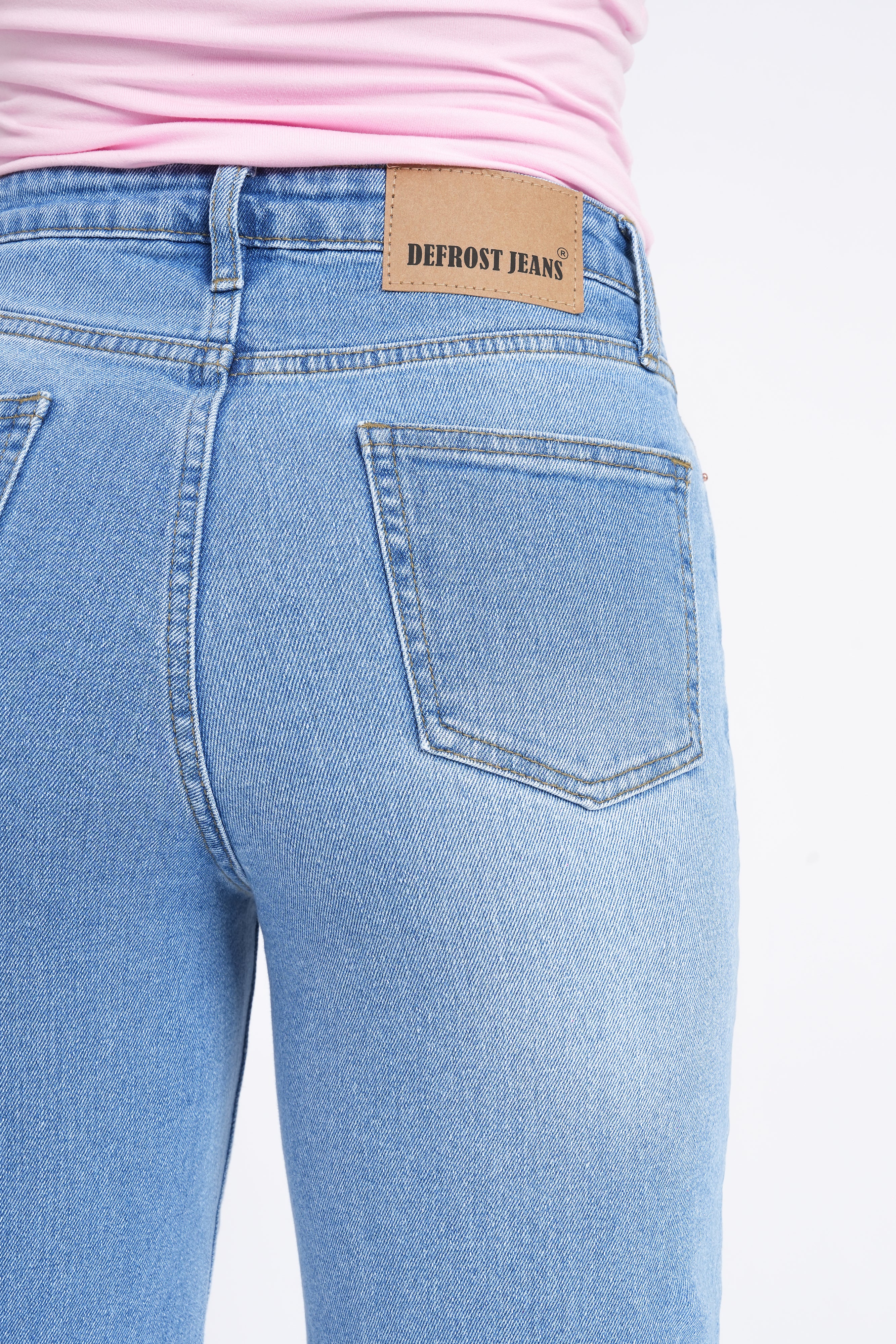 Women Stretchable High Rise Wide Leg Blue Fade Jeans