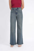 Women Stretchable High Rise Wide Leg Light Fade Jeans